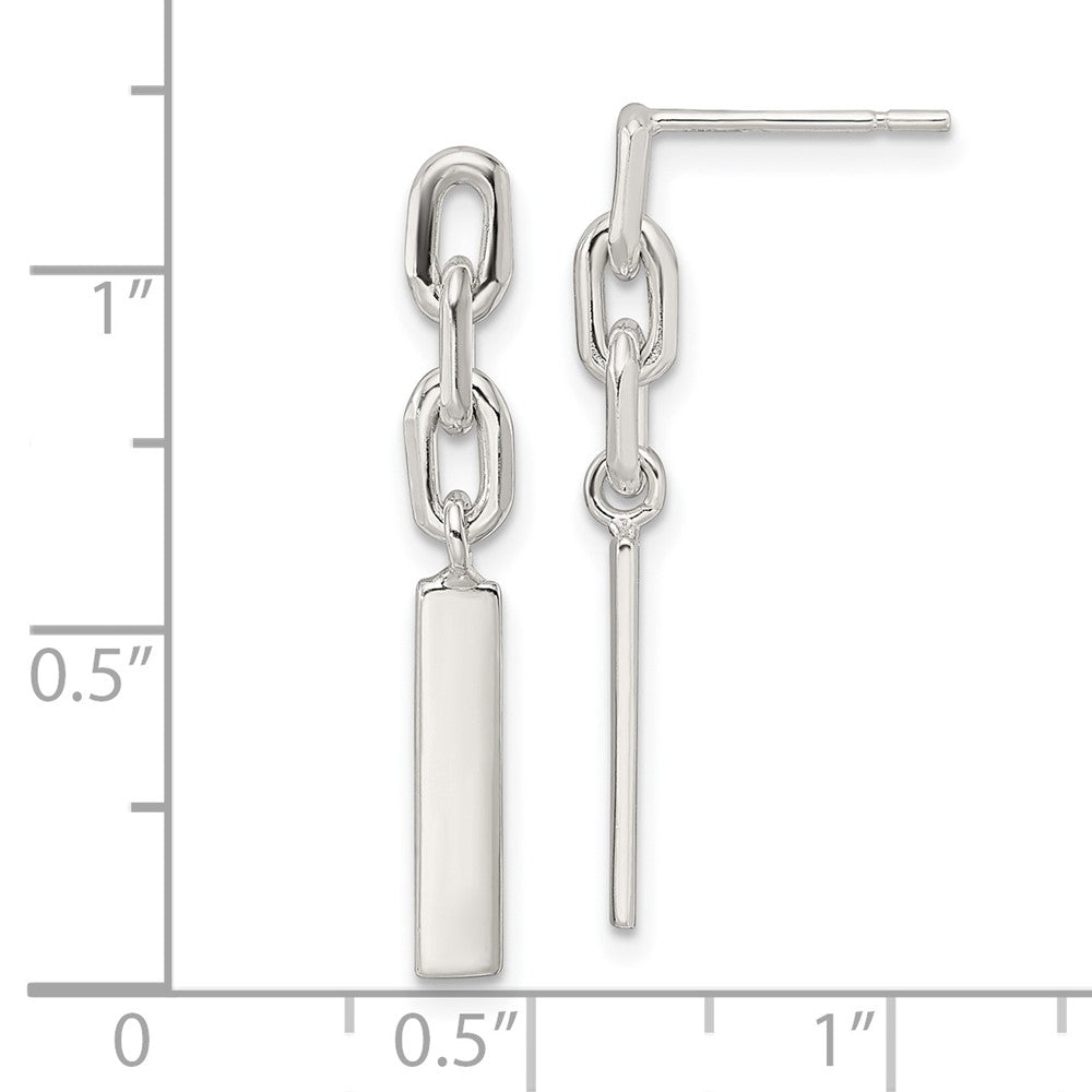 FJC Finejewelers 925 Sterling Silver Polished Bar and Chain Link Post Dangle Earrings 28 x 3 mm