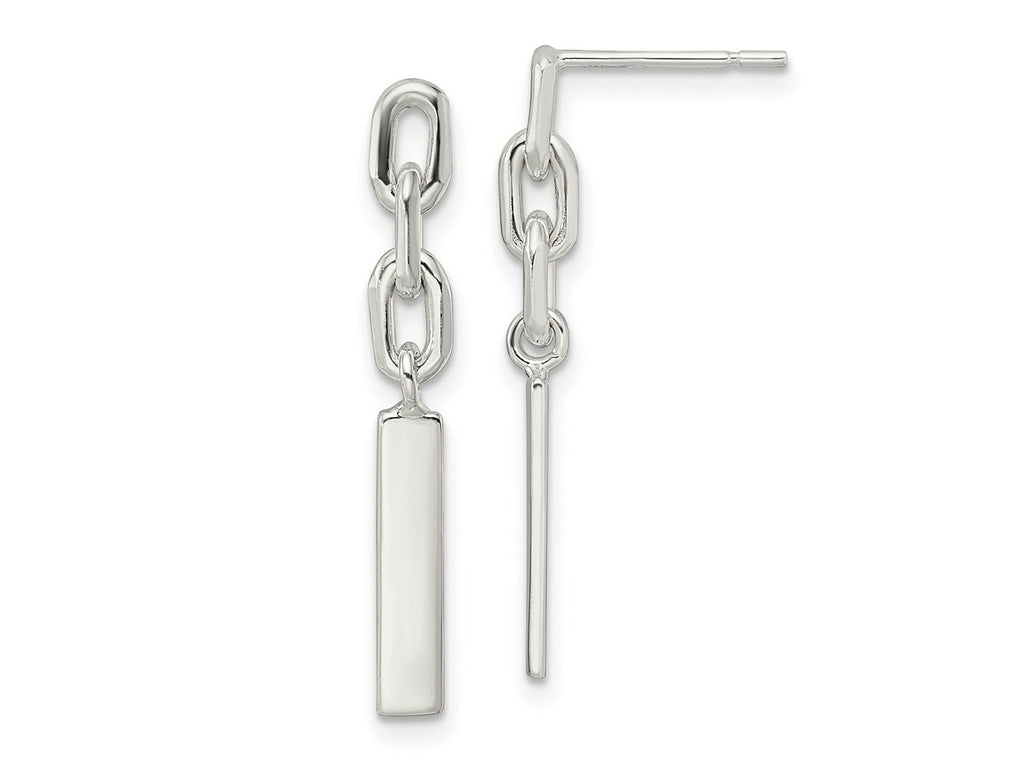 FJC Finejewelers 925 Sterling Silver Polished Bar and Chain Link Post Dangle Earrings 28 x 3 mm