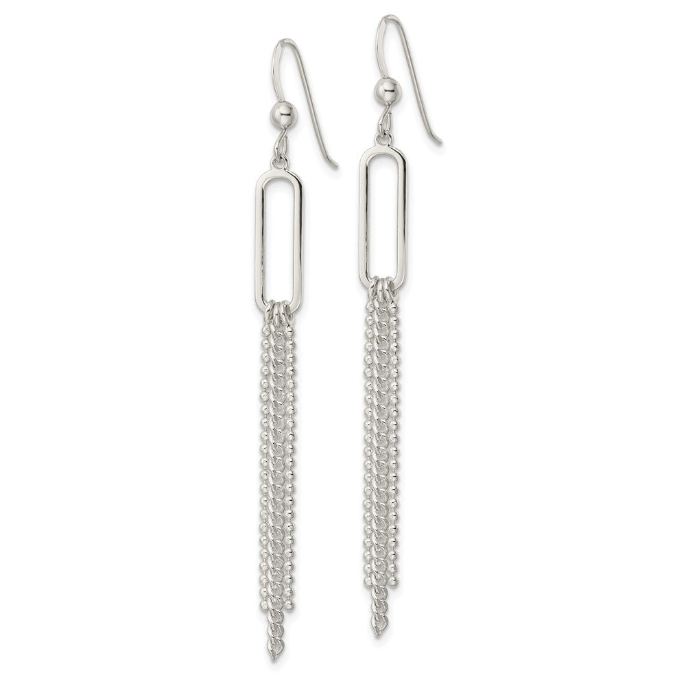 FJC Finejewelers 925 Sterling Silver Oval and Multi-Strand Beaded Chain Dangle Earrings 67 x 5 mm