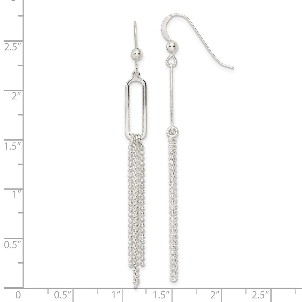 FJC Finejewelers 925 Sterling Silver Oval and Multi-Strand Beaded Chain Dangle Earrings 67 x 5 mm
