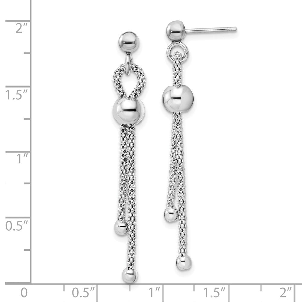 FJC Finejewelers 925 Sterling Silver Rhod-plated Polished Beaded Chain Post Dangle Earrings 48 x 6 mm