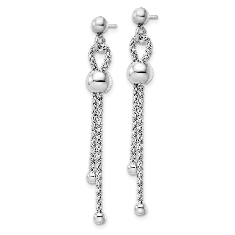 FJC Finejewelers 925 Sterling Silver Rhod-plated Polished Beaded Chain Post Dangle Earrings 48 x 6 mm