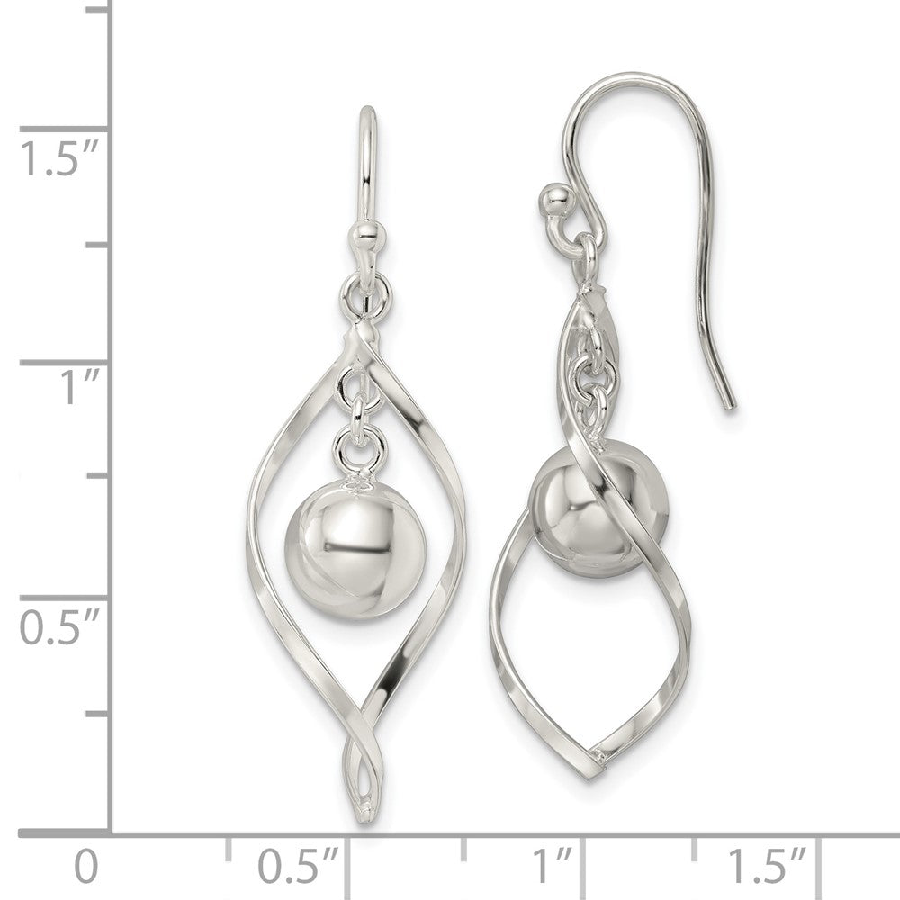 FJC Finejewelers 925 Sterling Silver Polished Twisted and Ball Dangle Earrings 40 x 14 mm