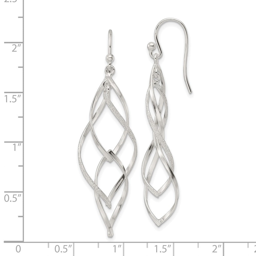 FJC Finejewelers 925 Sterling Silver Polished and Lasered Texture Twisted Dangle Hook Earrings 51 x 14 mm