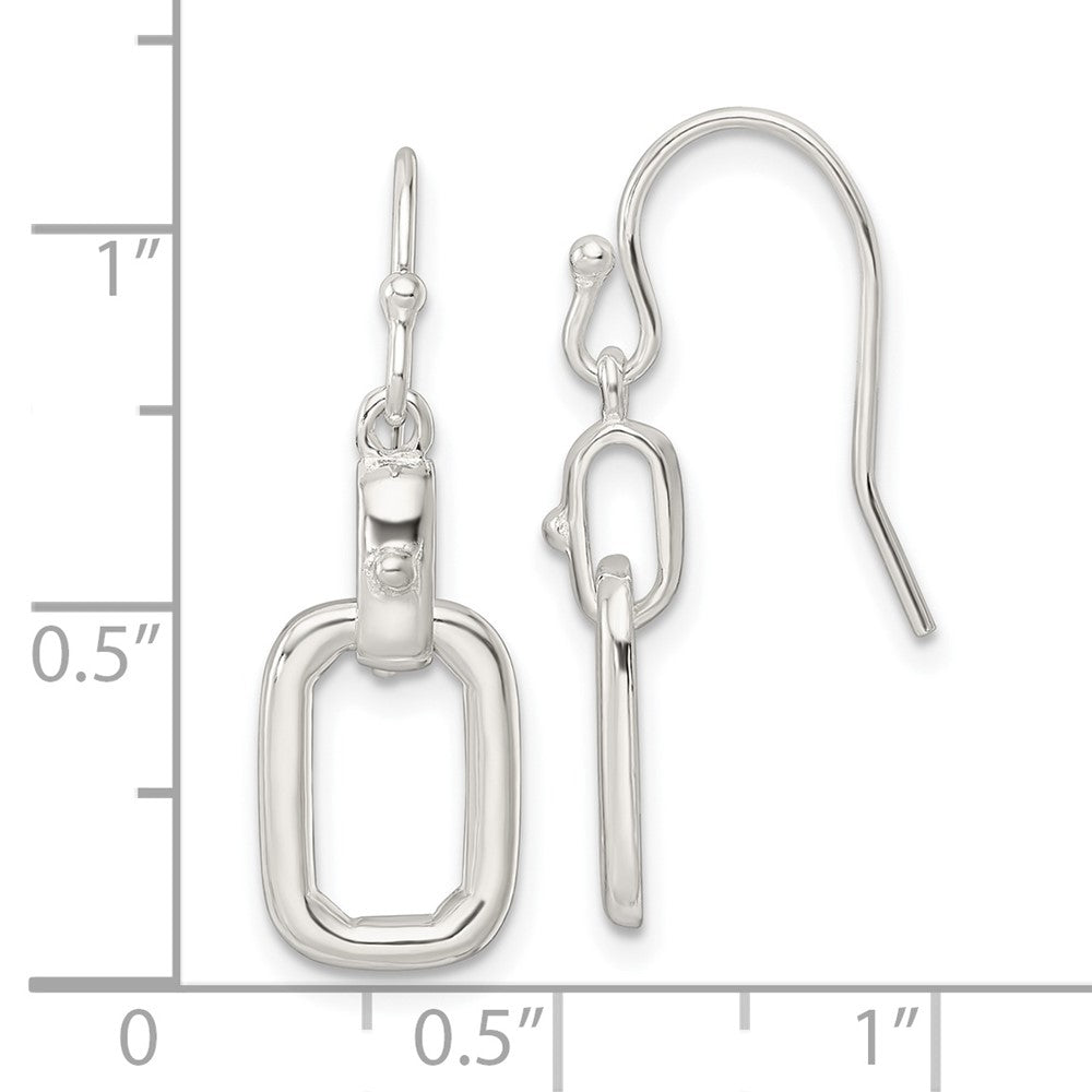 FJC Finejewelers 925 Sterling Silver Polished Rectangle Link Dangle Shepherd Hook Earrings 25 x 8 mm