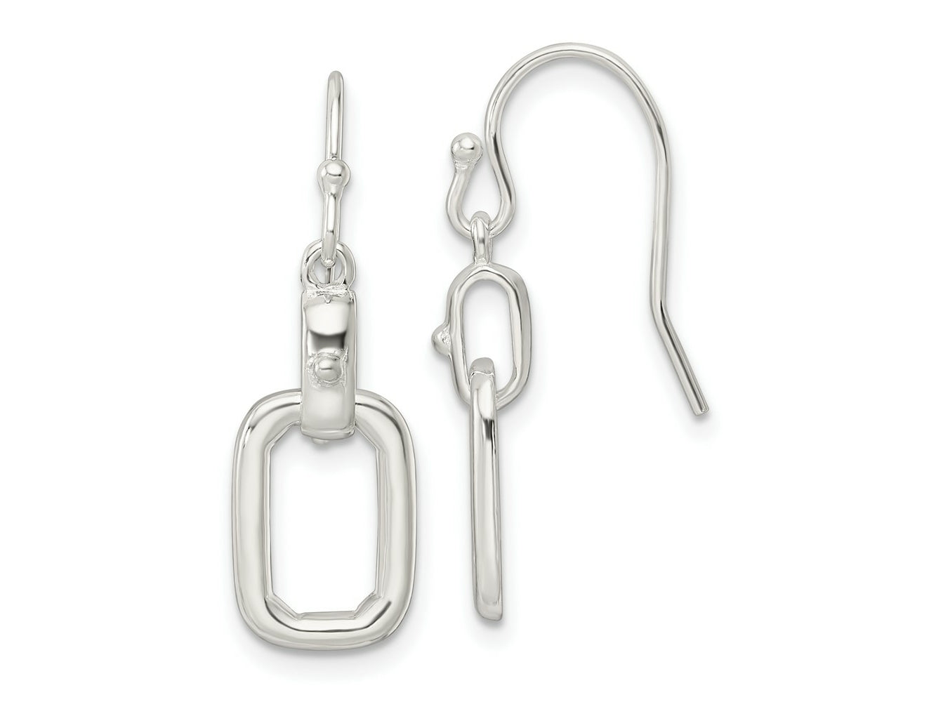 FJC Finejewelers 925 Sterling Silver Polished Rectangle Link Dangle Shepherd Hook Earrings 25 x 8 mm