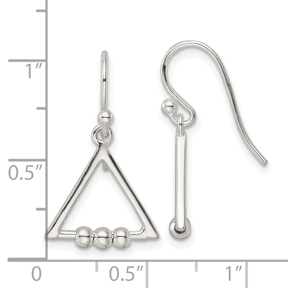 FJC Finejewelers 925 Sterling Silver Polished Beaded Triangle Dangle Earrings 23 x 15 mm