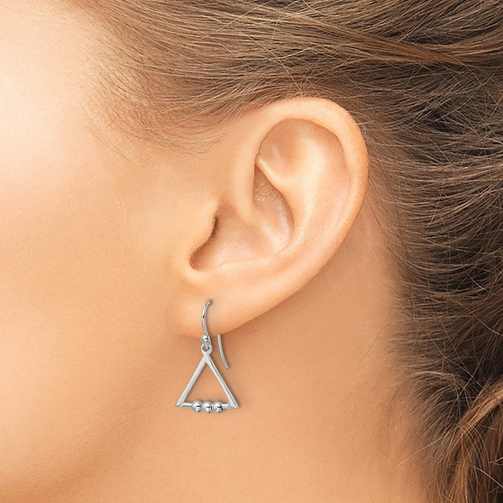 FJC Finejewelers 925 Sterling Silver Polished Beaded Triangle Dangle Earrings 23 x 15 mm