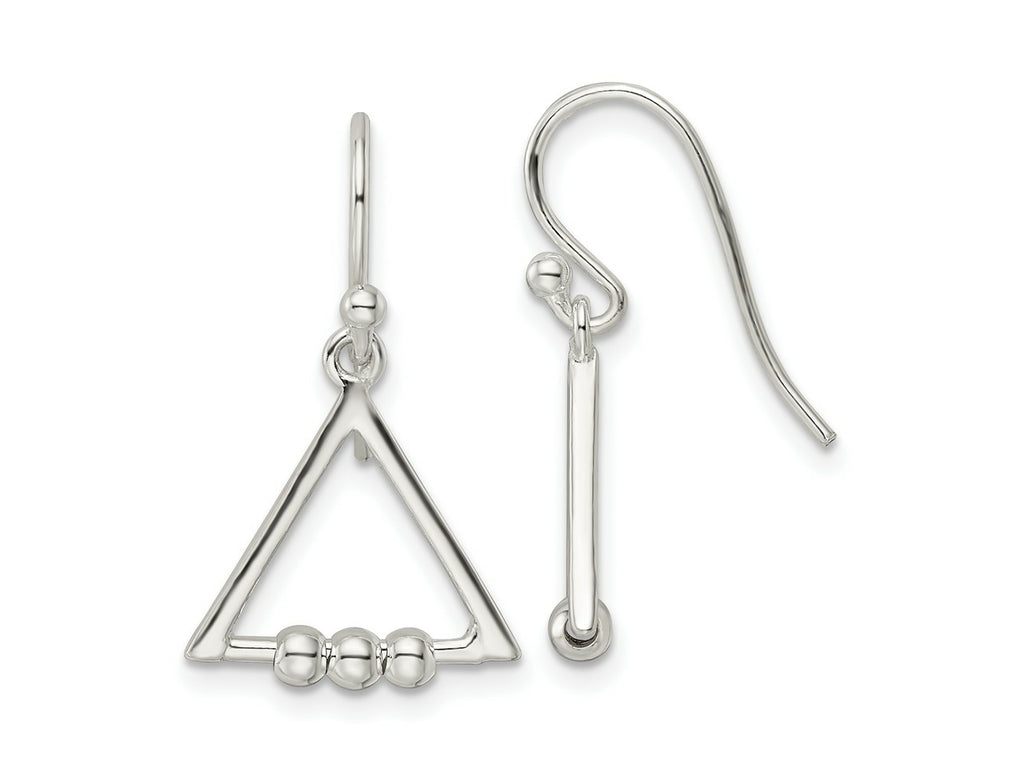 FJC Finejewelers 925 Sterling Silver Polished Beaded Triangle Dangle Earrings 23 x 15 mm