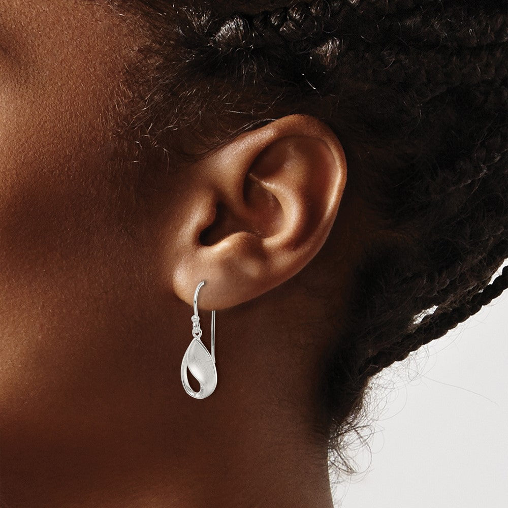 FJC Finejewelers 925 Sterling Silver Polished and Satin fancy Teardrop Dangle Earrings 28 x 9 mm