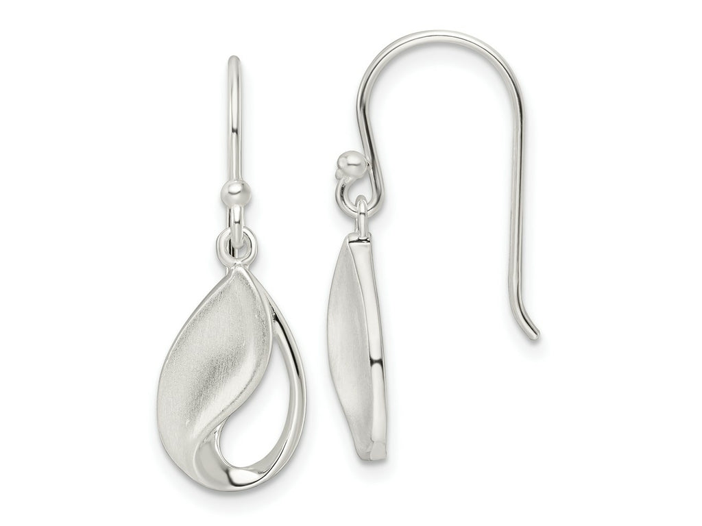 FJC Finejewelers 925 Sterling Silver Polished and Satin fancy Teardrop Dangle Earrings 28 x 9 mm