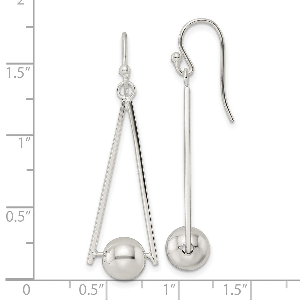 FJC Finejewelers 925 Sterling Silver Polished Triangle and Ball Dangle Shepherd Hook Earrings 44 x 12 mm