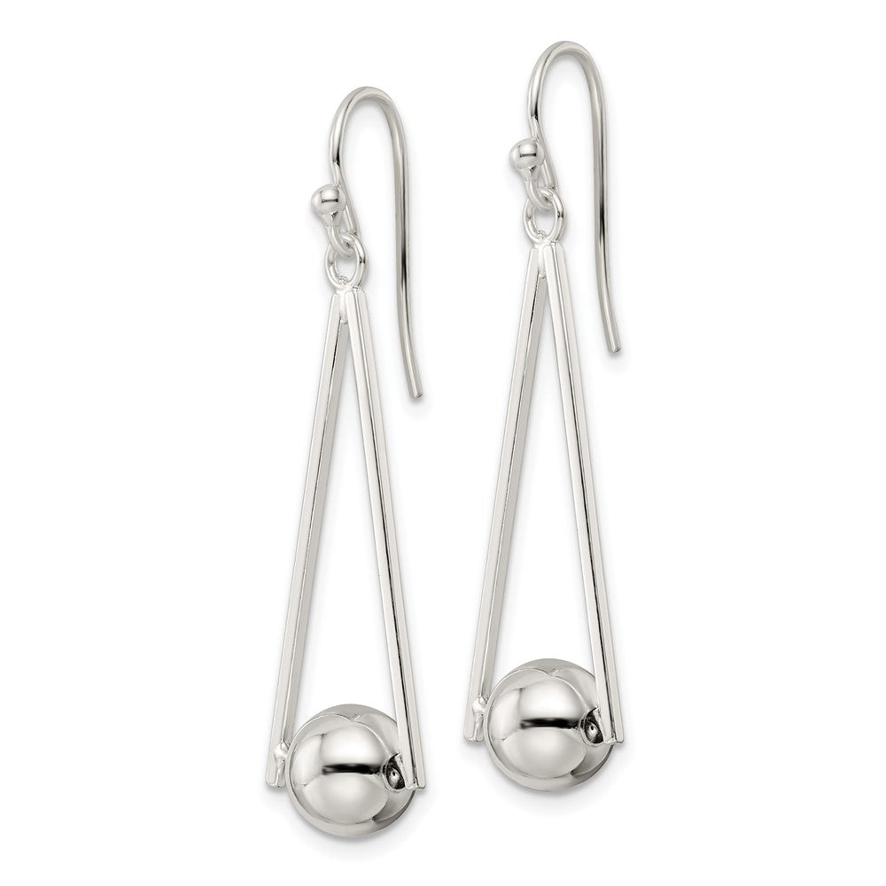 FJC Finejewelers 925 Sterling Silver Polished Triangle and Ball Dangle Shepherd Hook Earrings 44 x 12 mm