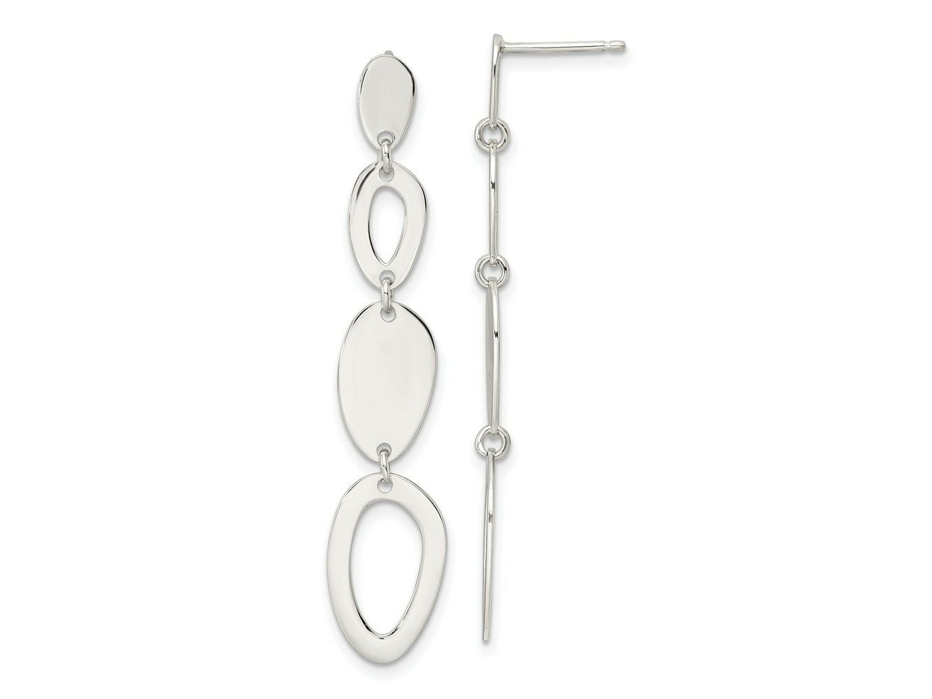 FJC Finejewelers 925 Sterling Silver Polished Fancy Ovals Post Dangle Earrings 48 x 8 mm