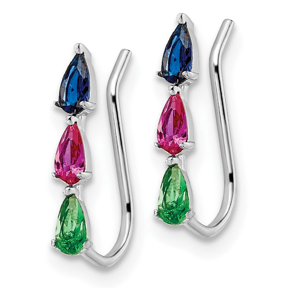 FJC Finejewelers 925 Sterling Silver  Polished Multi-color Pear CZ Ear Climber Earrings 13 x 2 mm