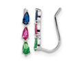 FJC Finejewelers 925 Sterling Silver  Polished Multi-color Pear CZ Ear Climber Earrings 13 x 2 mm
