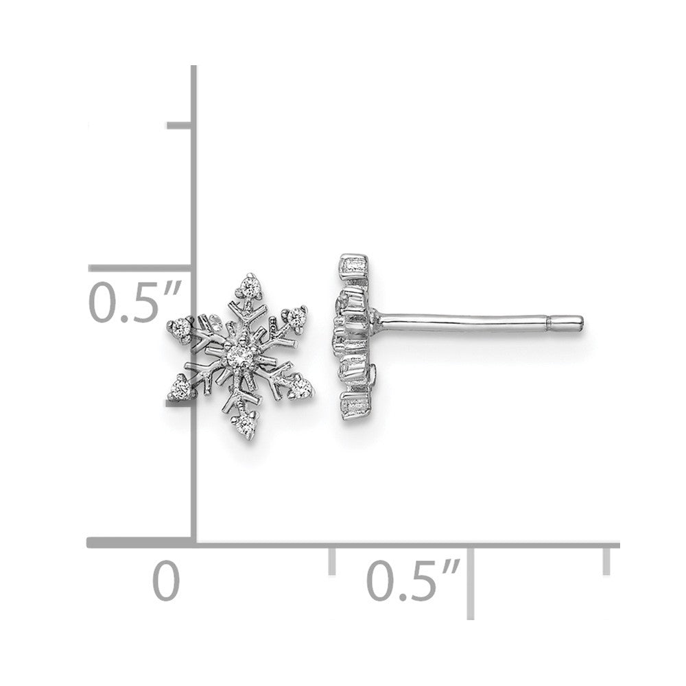 FJC Finejewelers 925 Sterling Silver Button Rhodium-plated Polished CZ Snowflake Earrings 7 mm x 6 mm