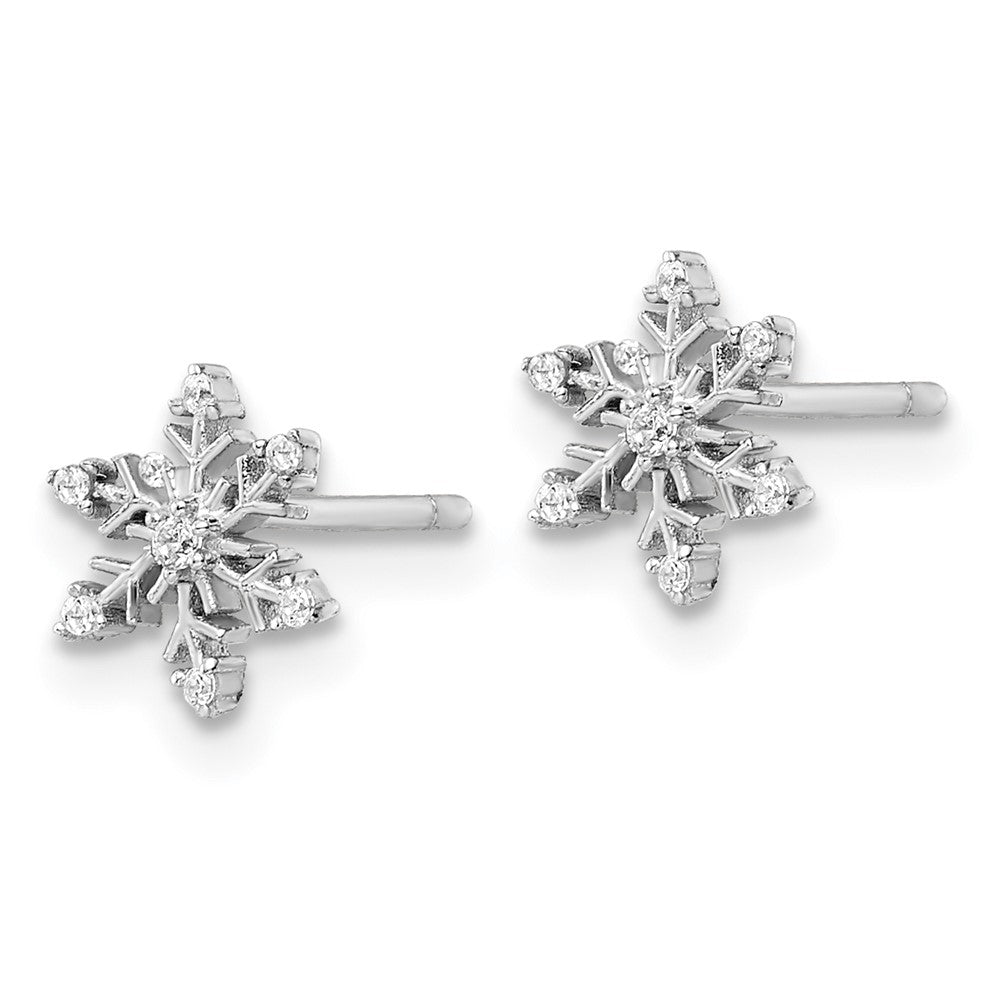 FJC Finejewelers 925 Sterling Silver Button Rhodium-plated Polished CZ Snowflake Earrings 7 mm x 6 mm
