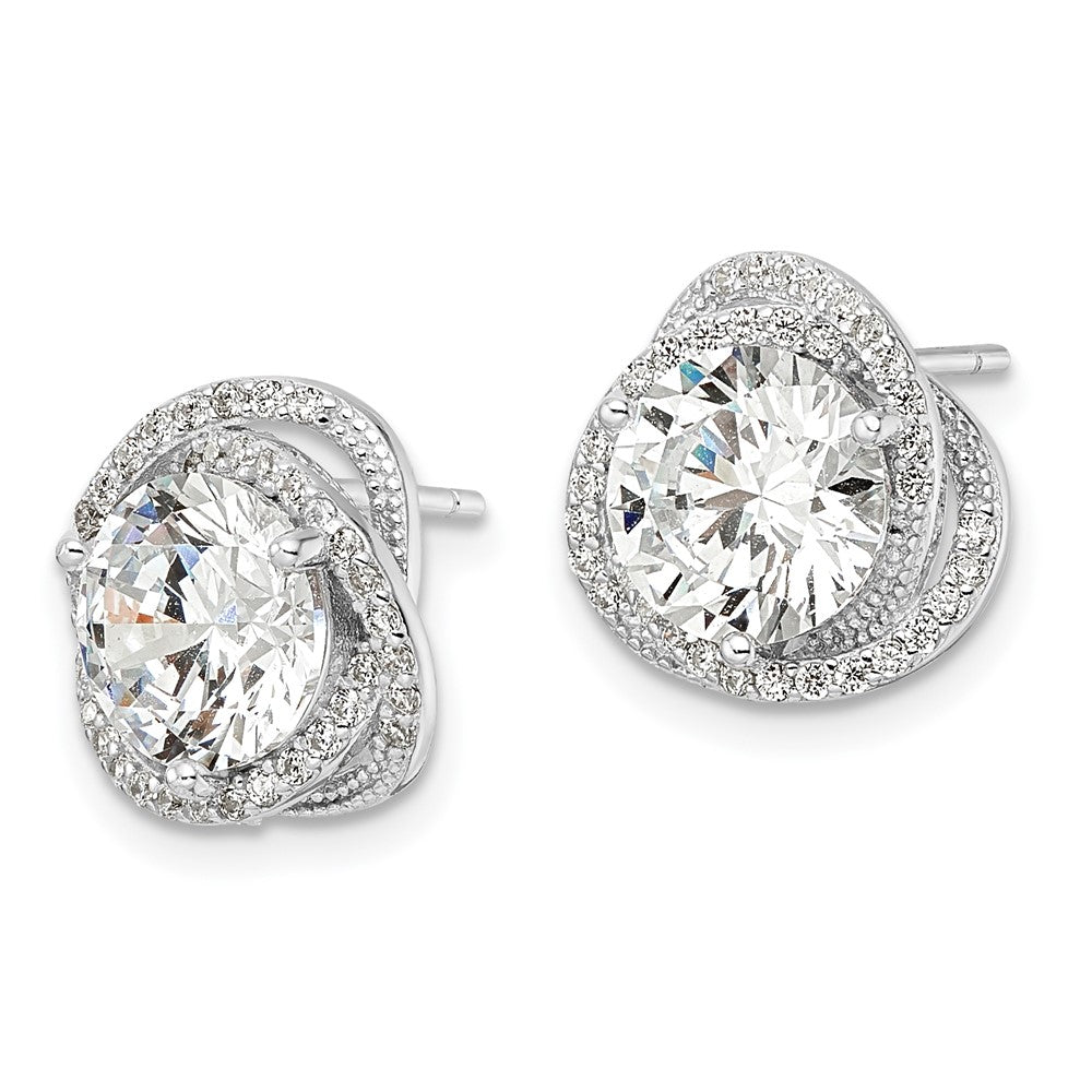 FJC Finejewelers 925 Sterling Silver Button Rhodium-plated Polished Round CZ Post Earrings 12 mm x 12 mm