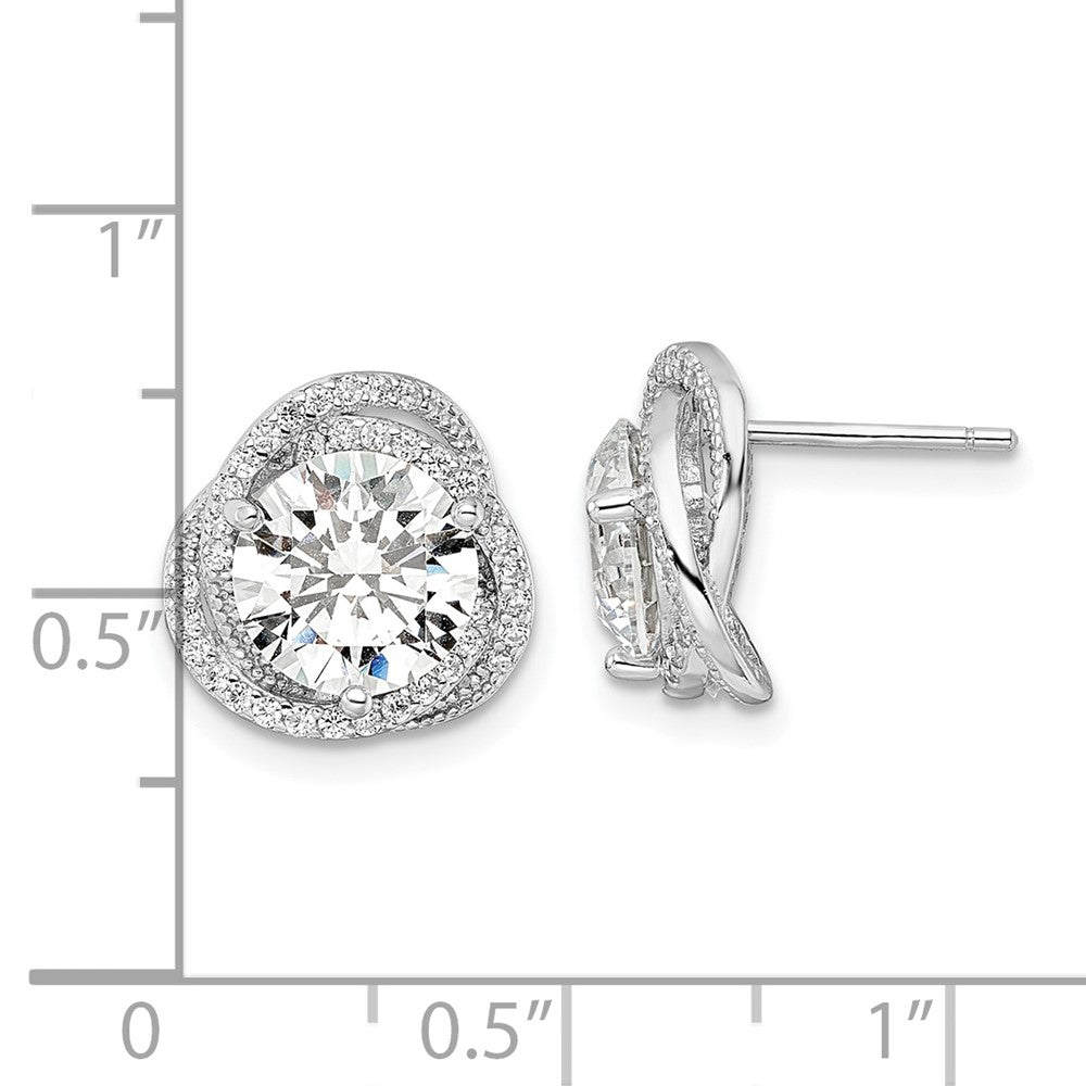 FJC Finejewelers 925 Sterling Silver Button Rhodium-plated Polished Round CZ Post Earrings 12 mm x 12 mm