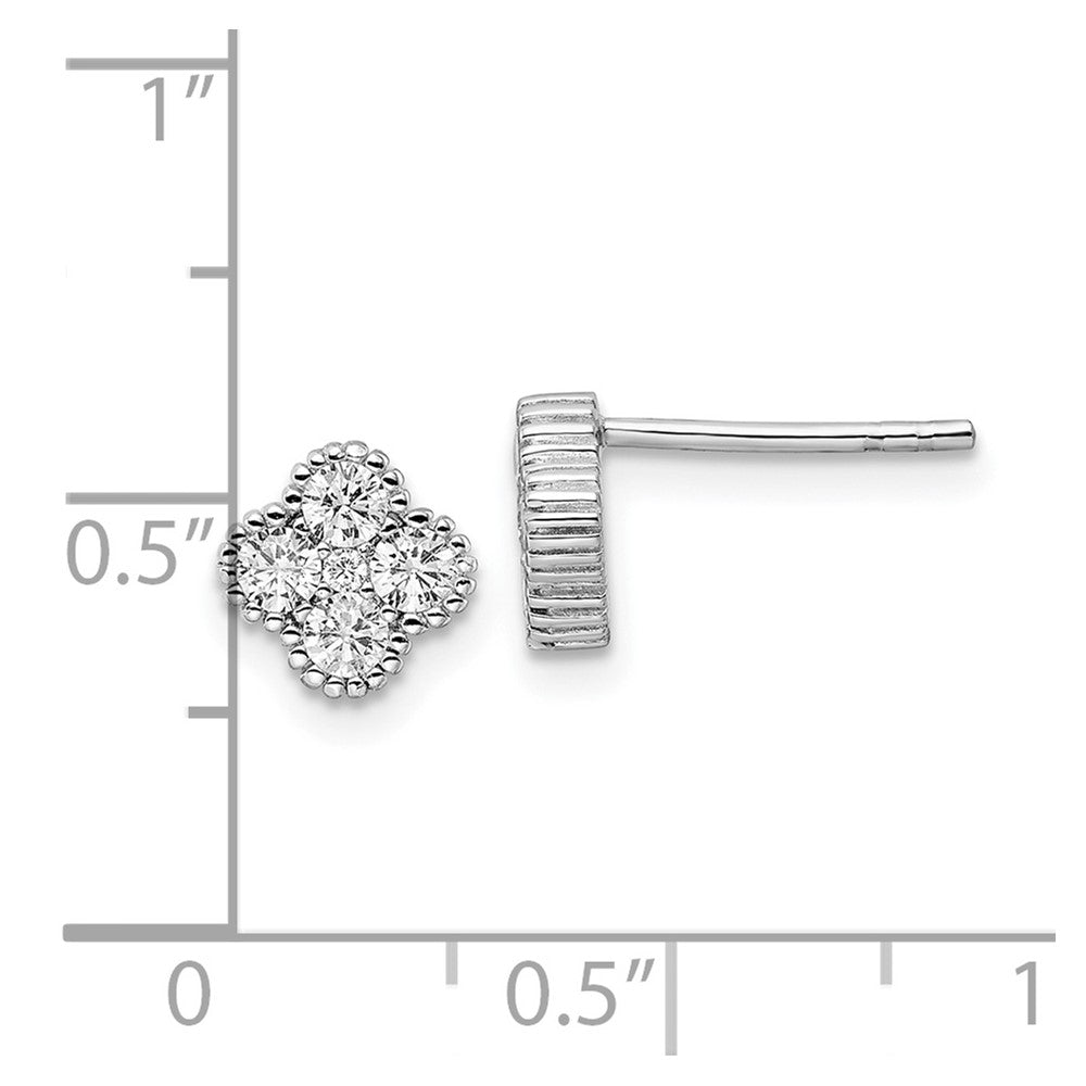 FJC Finejewelers 925 Sterling Silver Button Rhodium-plated CZ Post Earrings 7 mm x 7 mm