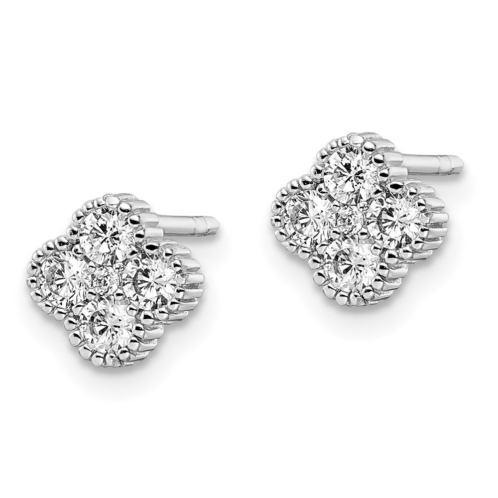 FJC Finejewelers 925 Sterling Silver Button Rhodium-plated CZ Post Earrings 7 mm x 7 mm