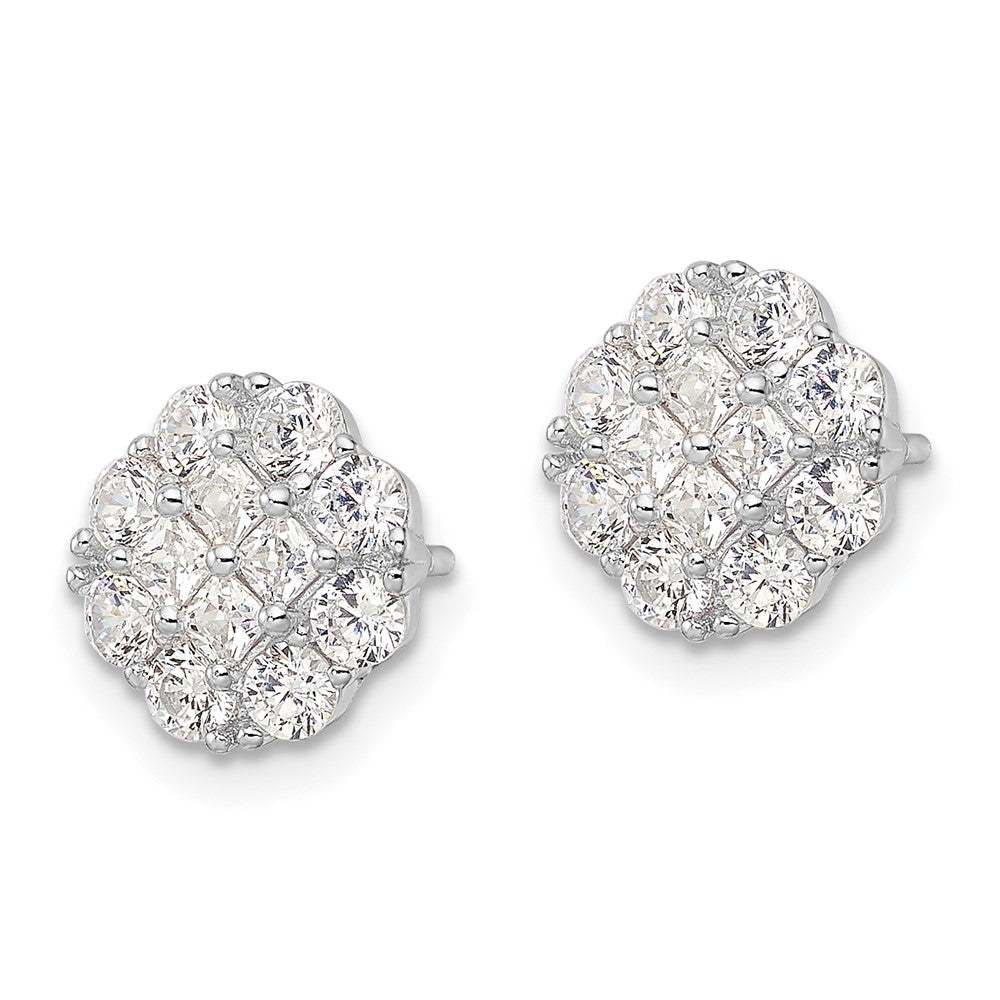 FJC Finejewelers 925 Sterling Silver Button  Polished Flower Cluster CZ Post Earrings 9 mm