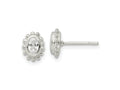 FJC Finejewelers 925 Sterling Silver Button Beaded Edge Oval CZ Post Earrings 8 mm x 6 mm