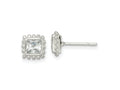 FJC Finejewelers 925 Sterling Silver Button Beaded Edge Square CZ Post Earrings 7 mm x 7 mm