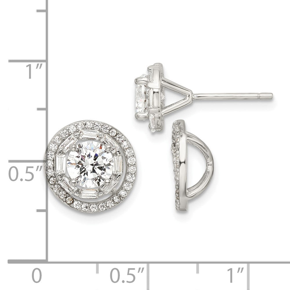 FJC Finejewelers 925 Sterling Silver Button Polished CZ 6mm Stud Earrings with Jackets 12 mm x 12 mm