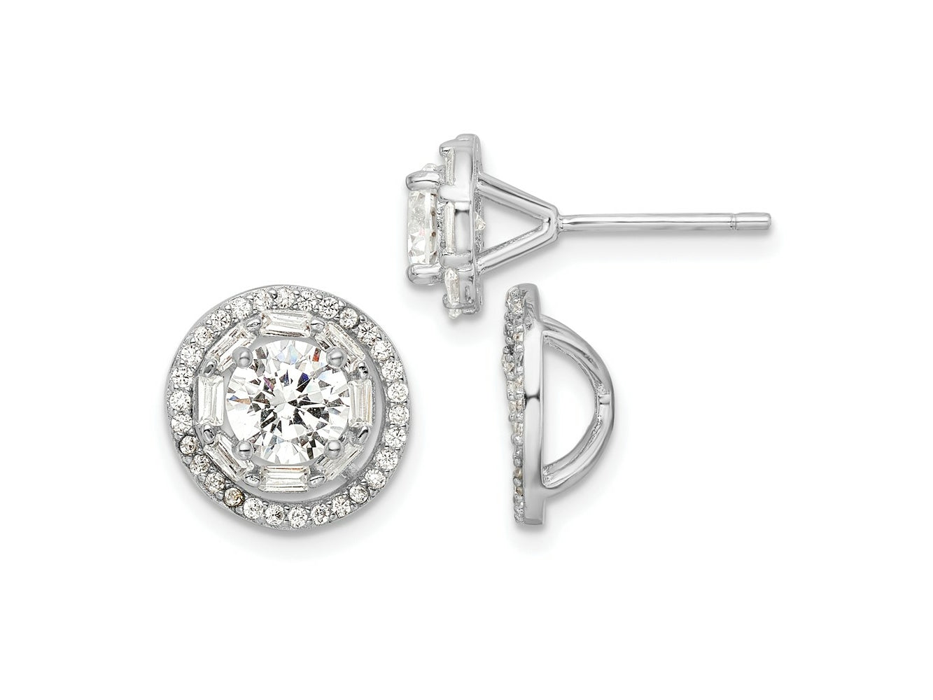 FJC Finejewelers 925 Sterling Silver Button Polished CZ 6mm Stud Earrings with Jackets 12 mm x 12 mm