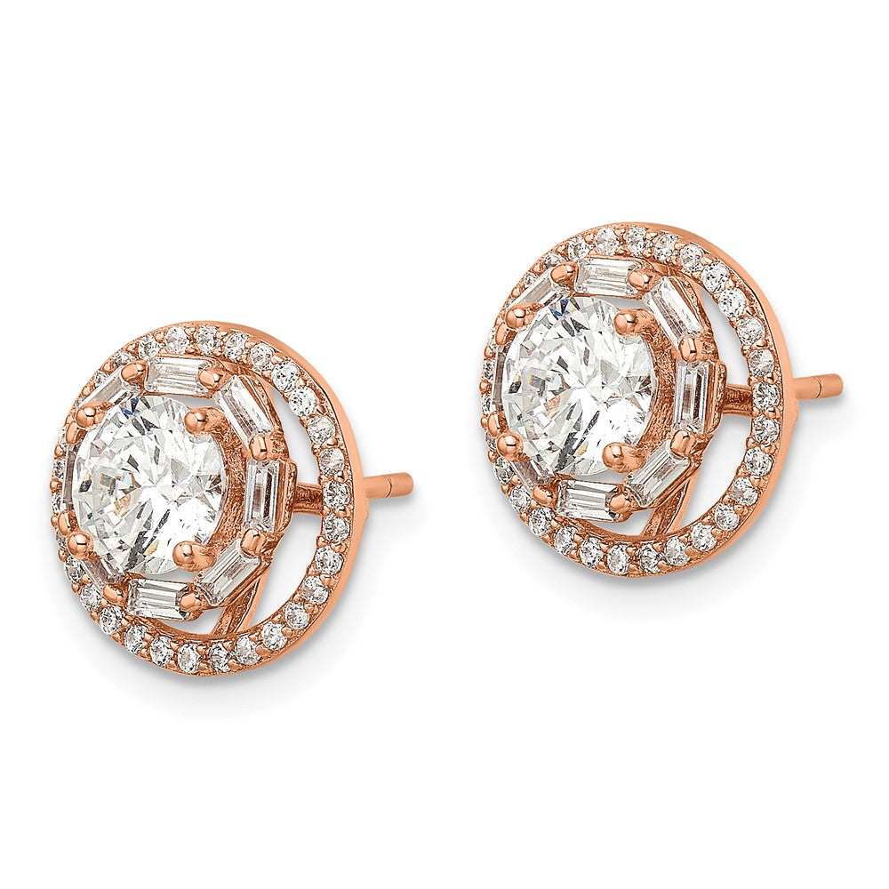 FJC Finejewelers 925 Sterling Silver Button Polished Rose-tone CZ 6mm Stud Earrings with Jackets 12 mm