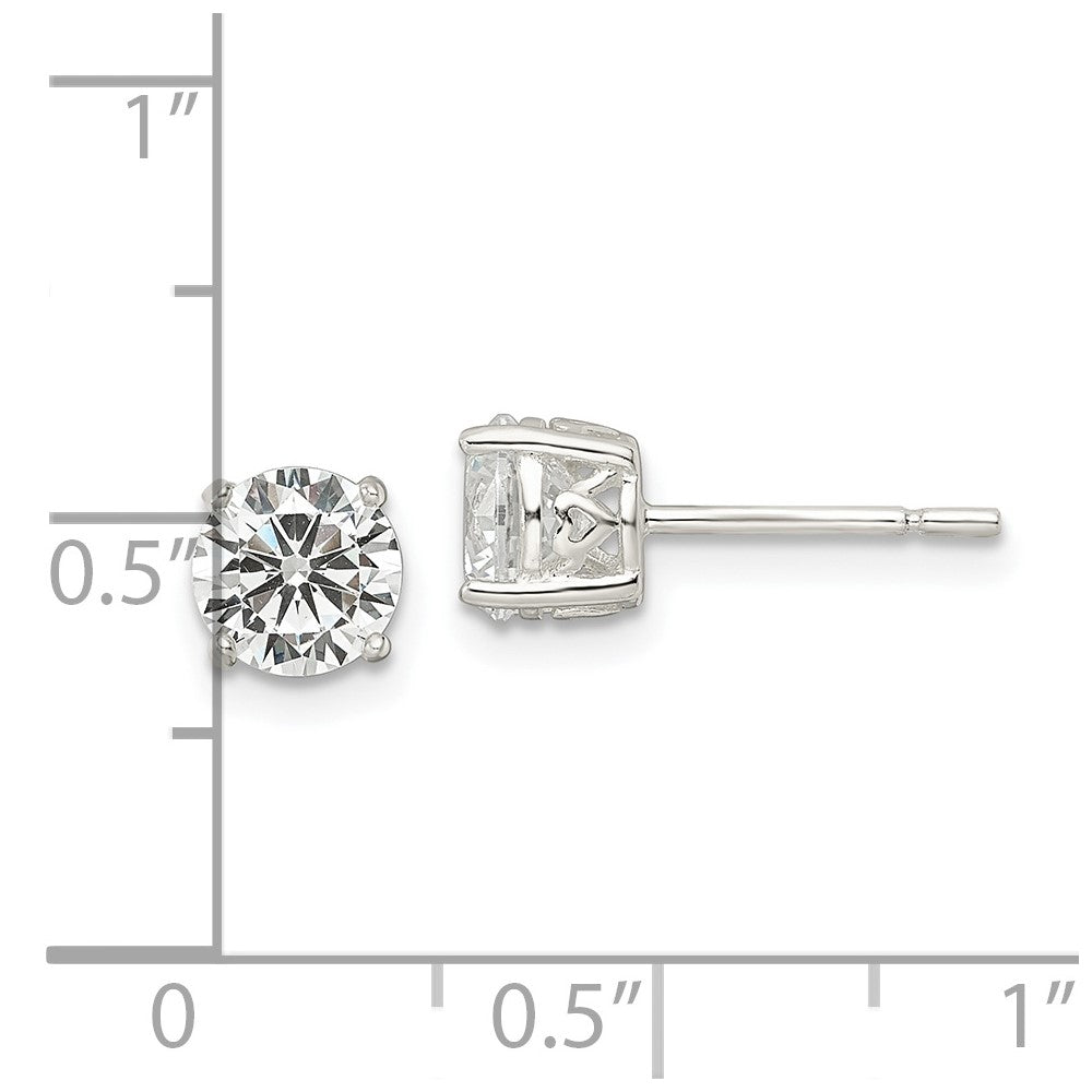 FJC Finejewelers 925 Sterling Silver Stud Round CZ Post Earrings 6 mm x 6 mm