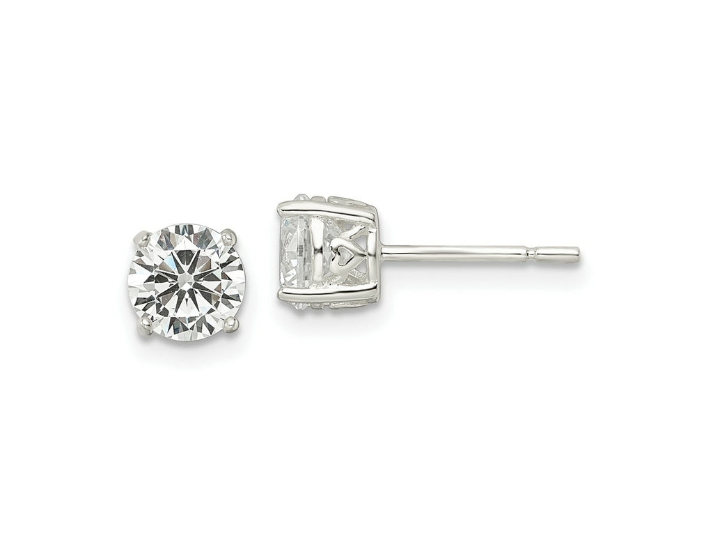FJC Finejewelers 925 Sterling Silver Stud Round CZ Post Earrings 6 mm x 6 mm