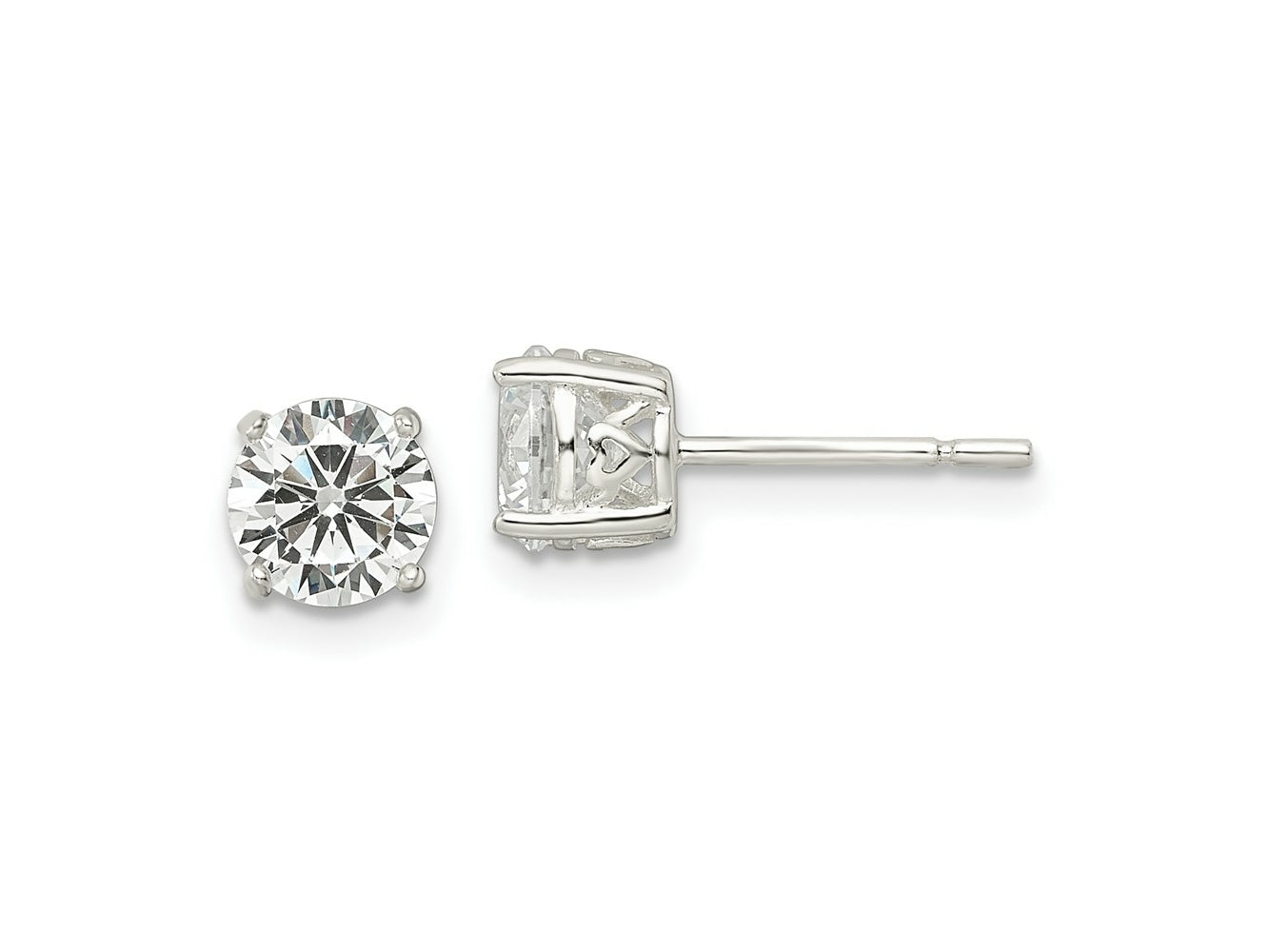 FJC Finejewelers 925 Sterling Silver Stud Round CZ Post Earrings 6 mm x 6 mm