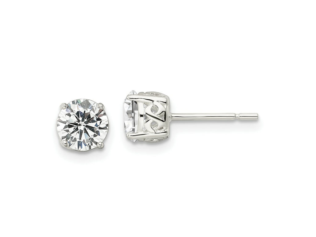 FJC Finejewelers 925 Sterling Silver Stud Polished CZ Circle Post Earrings 6 mm
