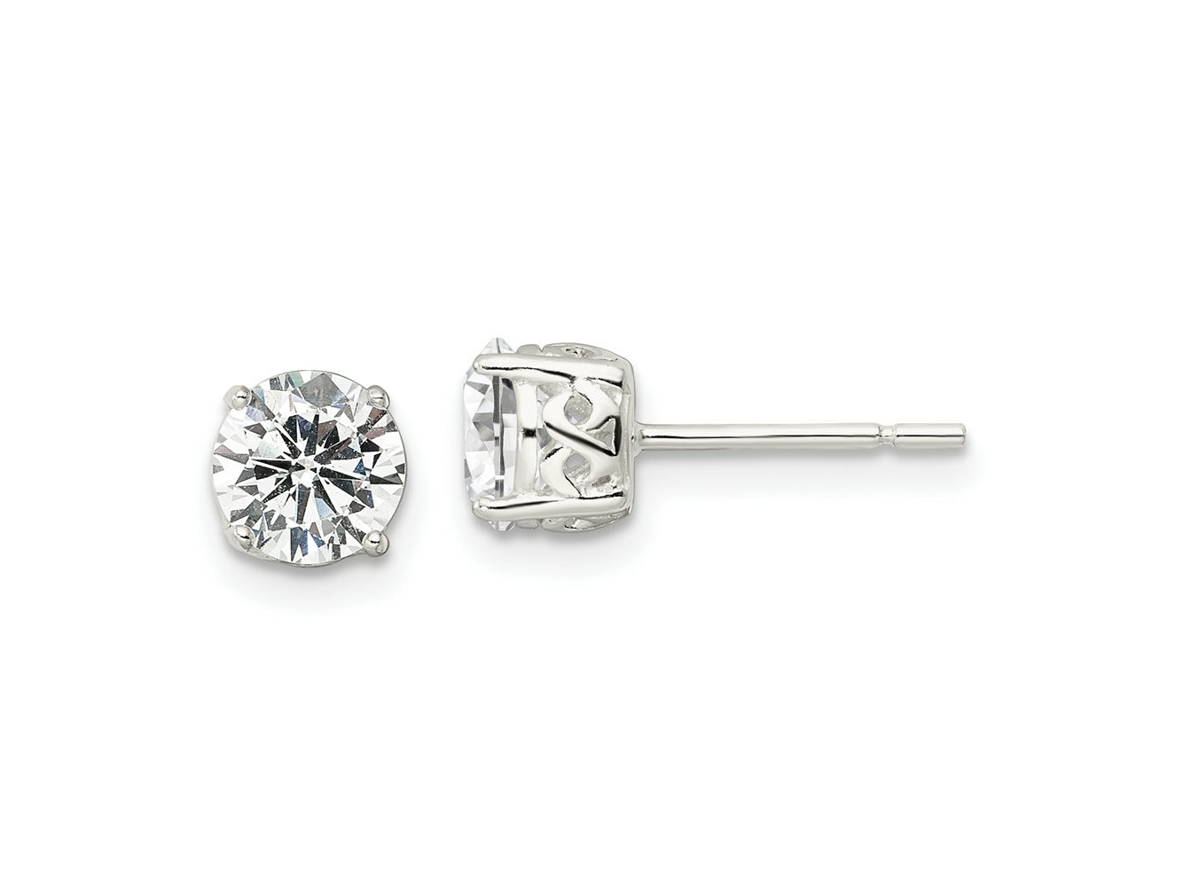 FJC Finejewelers 925 Sterling Silver Stud Polished CZ Circle Post Earrings 6 mm