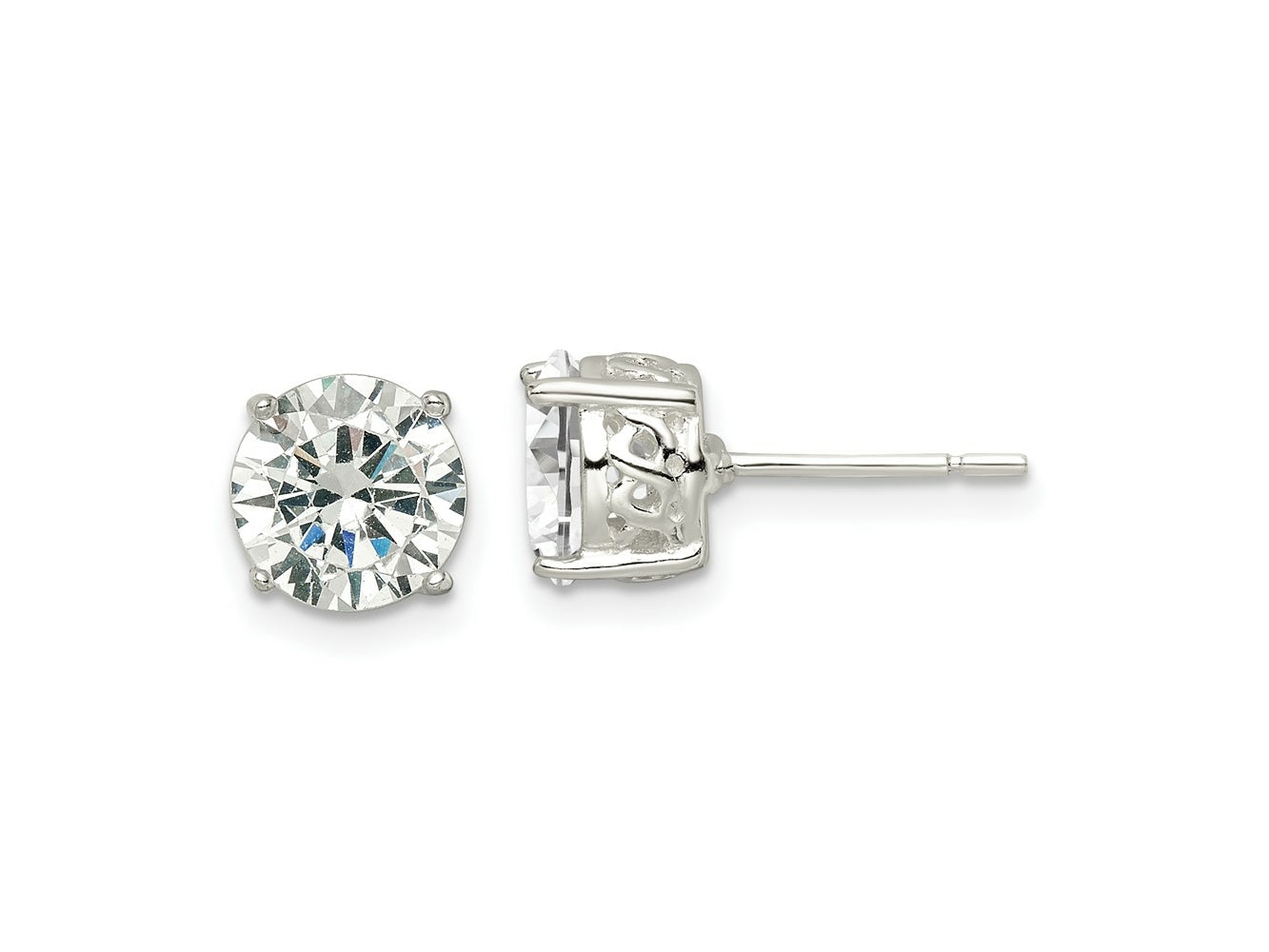 FJC Finejewelers 925 Sterling Silver Stud Polished CZ Circle Post Earrings 8 mm