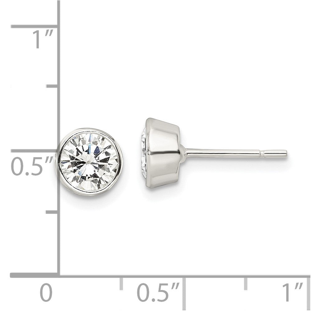FJC Finejewelers 925 Sterling Silver Stud Polished CZ Circle Post Earrings 7 mm