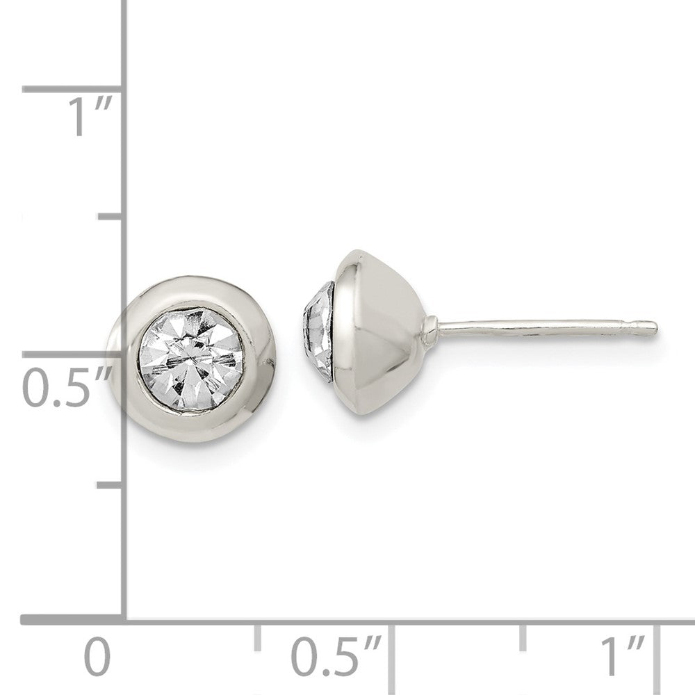 FJC Finejewelers 925 Sterling Silver Stud Polished Round Bezel CZ Post Earrings 7 mm
