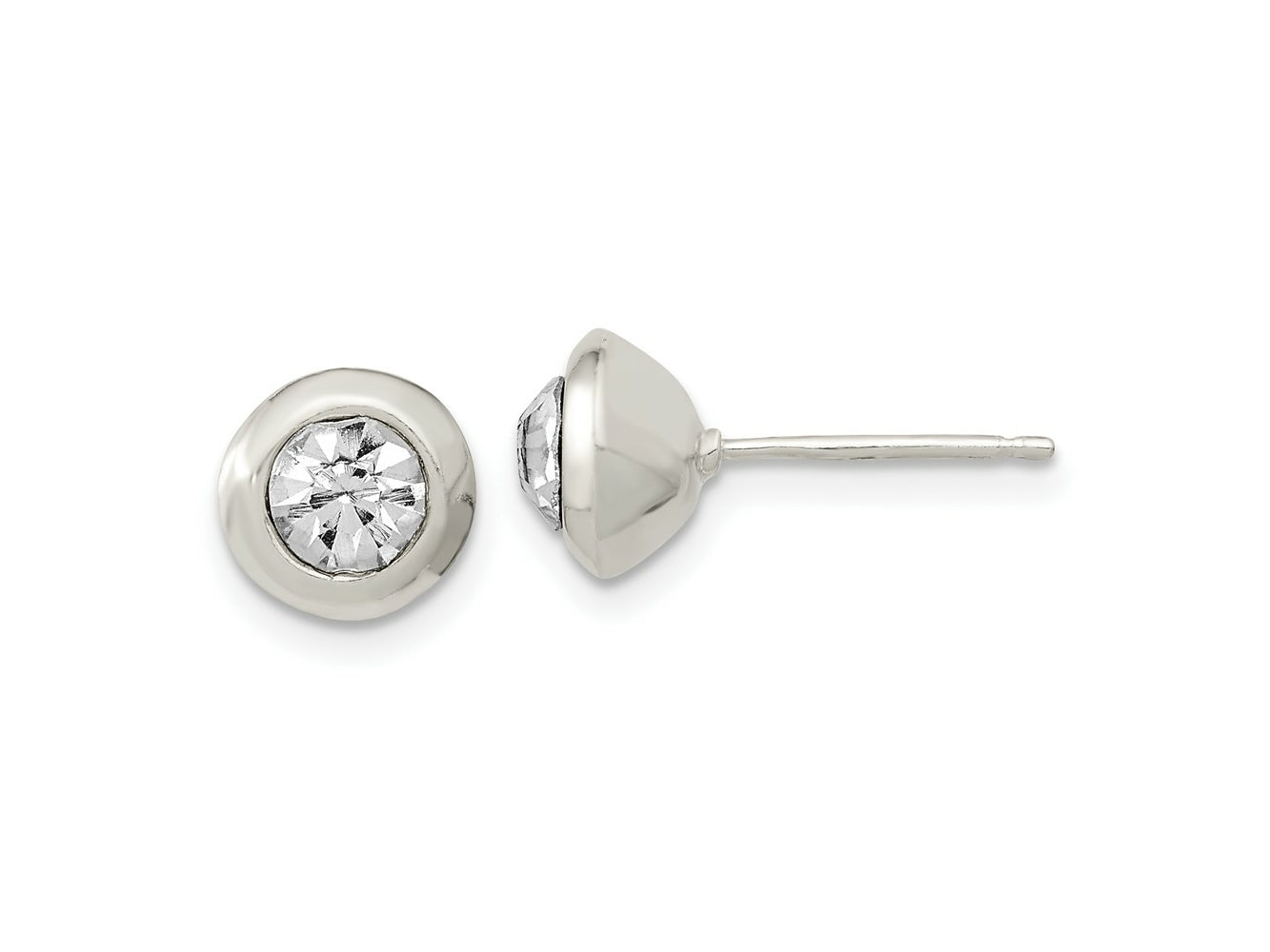 FJC Finejewelers 925 Sterling Silver Stud Polished Round Bezel CZ Post Earrings 7 mm
