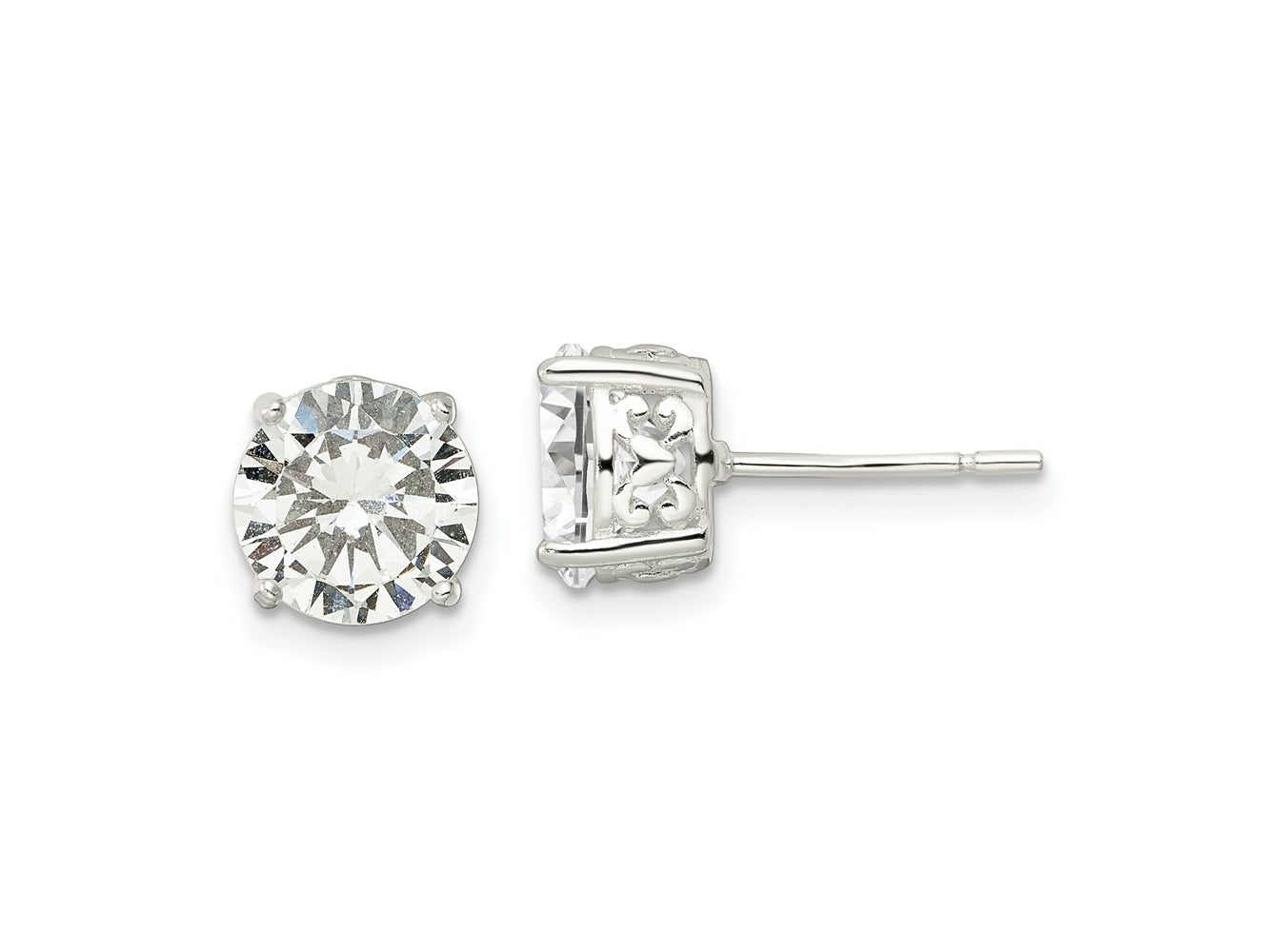 FJC Finejewelers 925 Sterling Silver Stud Polished CZ Circle Post Earrings 8 mm x 8 mm