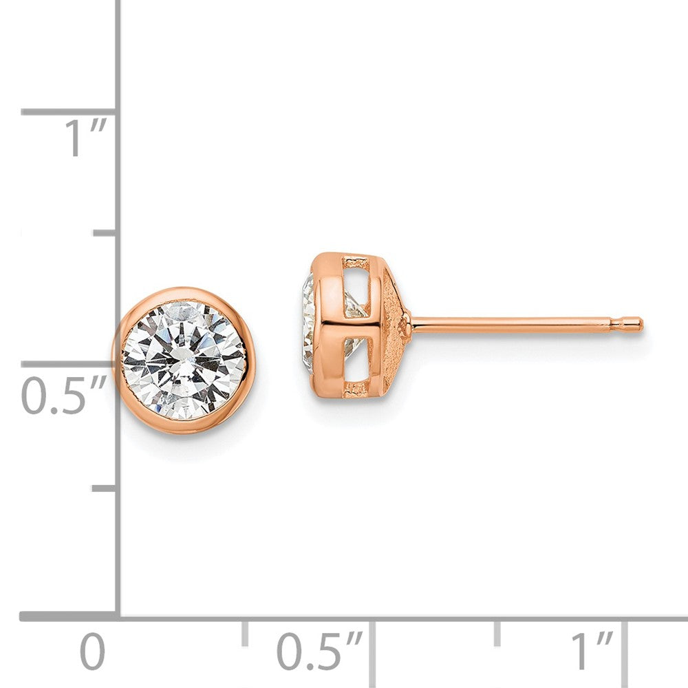 FJC Finejewelers 925 Sterling Silver Stud Polished Rose-tone 6mm CZ Bezel Post Earrings 7 mm x 7 mm
