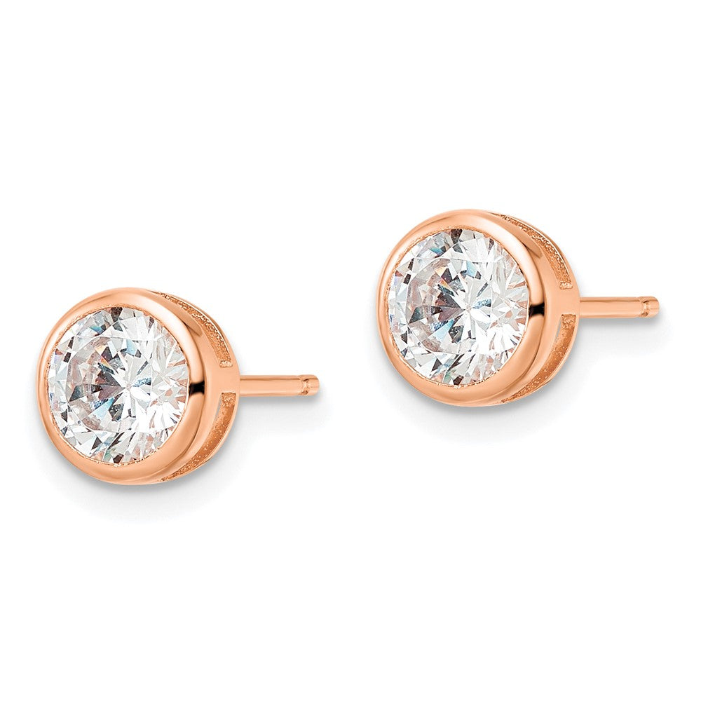 FJC Finejewelers 925 Sterling Silver Stud Polished Rose-tone 6mm CZ Bezel Post Earrings 7 mm x 7 mm