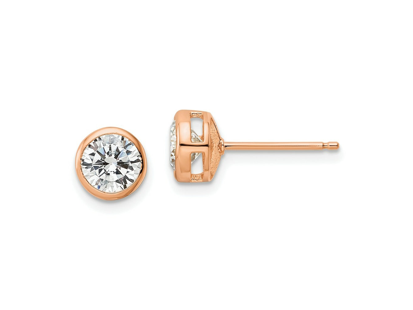 FJC Finejewelers 925 Sterling Silver Stud Polished Rose-tone 6mm CZ Bezel Post Earrings 7 mm x 7 mm