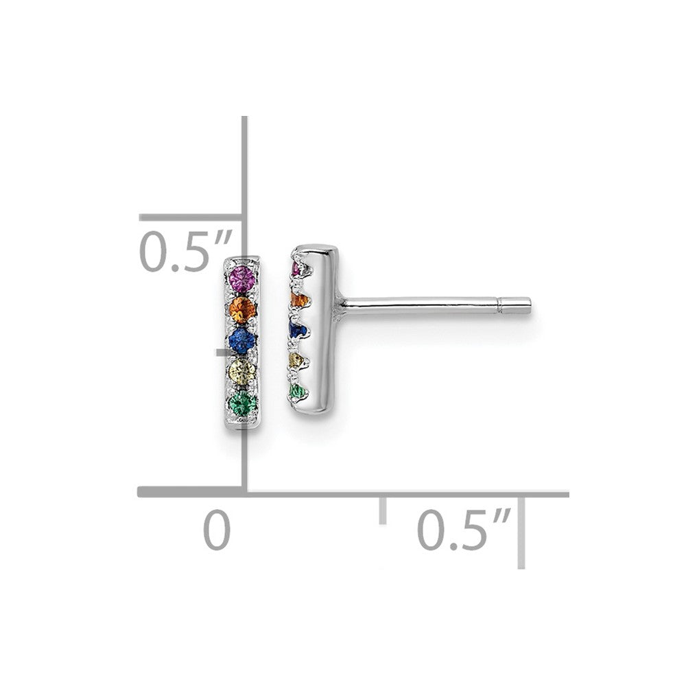 FJC Finejewelers 925 Sterling Silver Button Polished Multi-Color CZ Post Earrings 8 mm x 1 mm