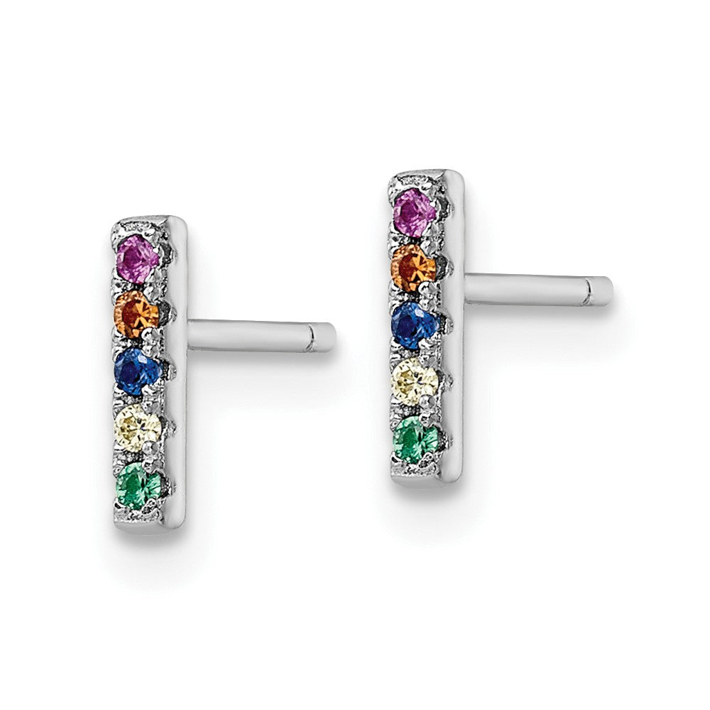 FJC Finejewelers 925 Sterling Silver Button Polished Multi-Color CZ Post Earrings 8 mm x 1 mm