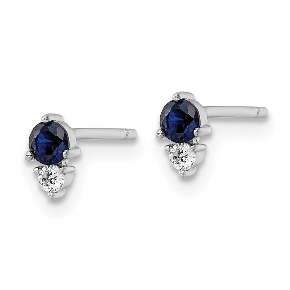 FJC Finejewelers 925 Sterling Silver Button Polished Blue and White CZ Post Earrings 6 mm x 3 mm