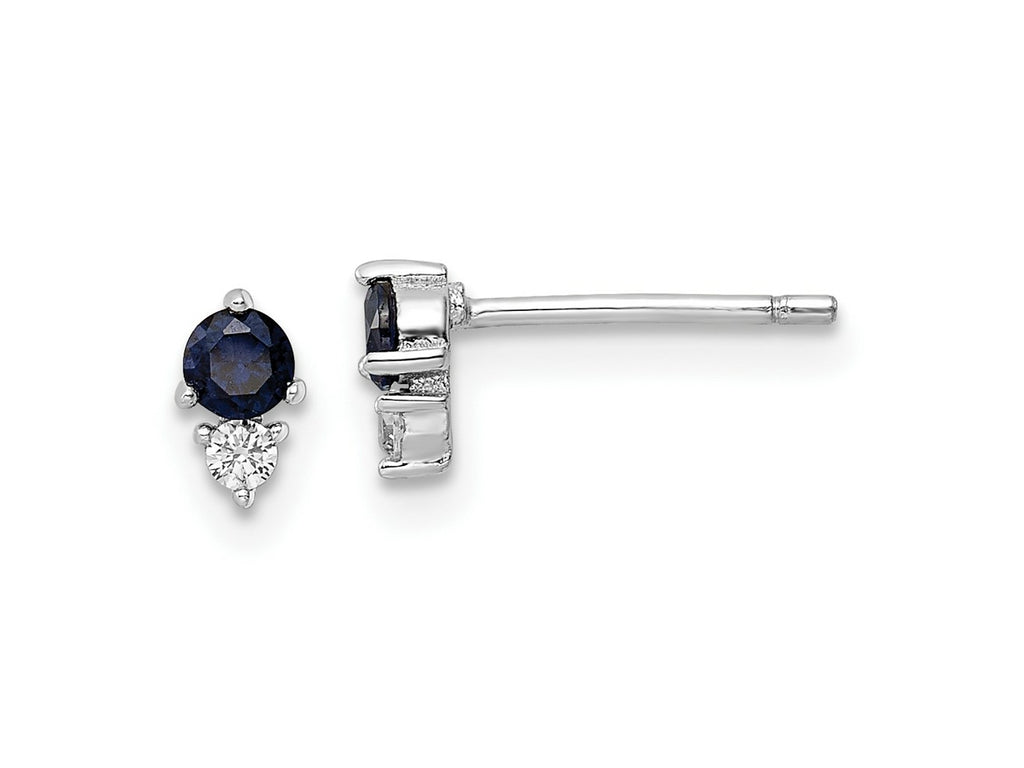 FJC Finejewelers 925 Sterling Silver Button Polished Blue and White CZ Post Earrings 6 mm x 3 mm