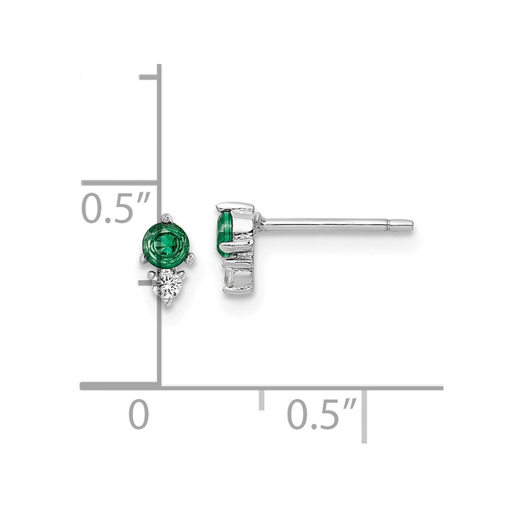 FJC Finejewelers 925 Sterling Silver Button Polished Green and White CZ Post Earrings 6 mm x 3 mm